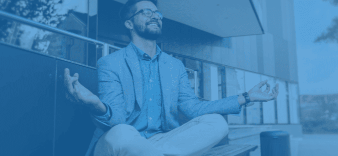 Individual who is relaxed because of benefiting from Occupational Health for remote workers.